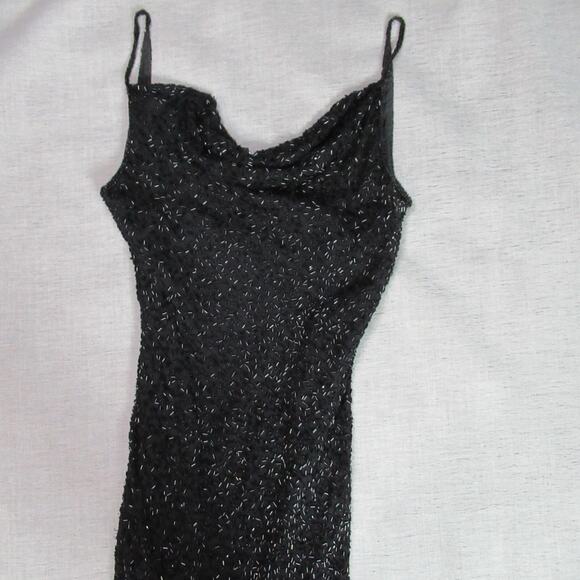 Vtg Stenay Black Beaded Evening Mermaid Dress Sz 10 Whimsigoth Prom Vamp 90s Y2K - Picture 3 of 14